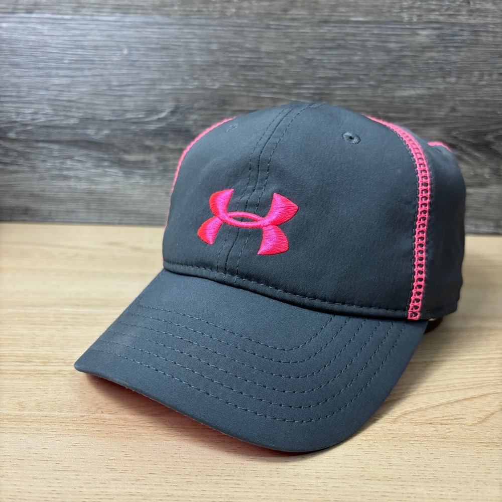 Under Armour Hat‎ Cap Strap Back Womens Gray Pink Run Running Athletic Gym